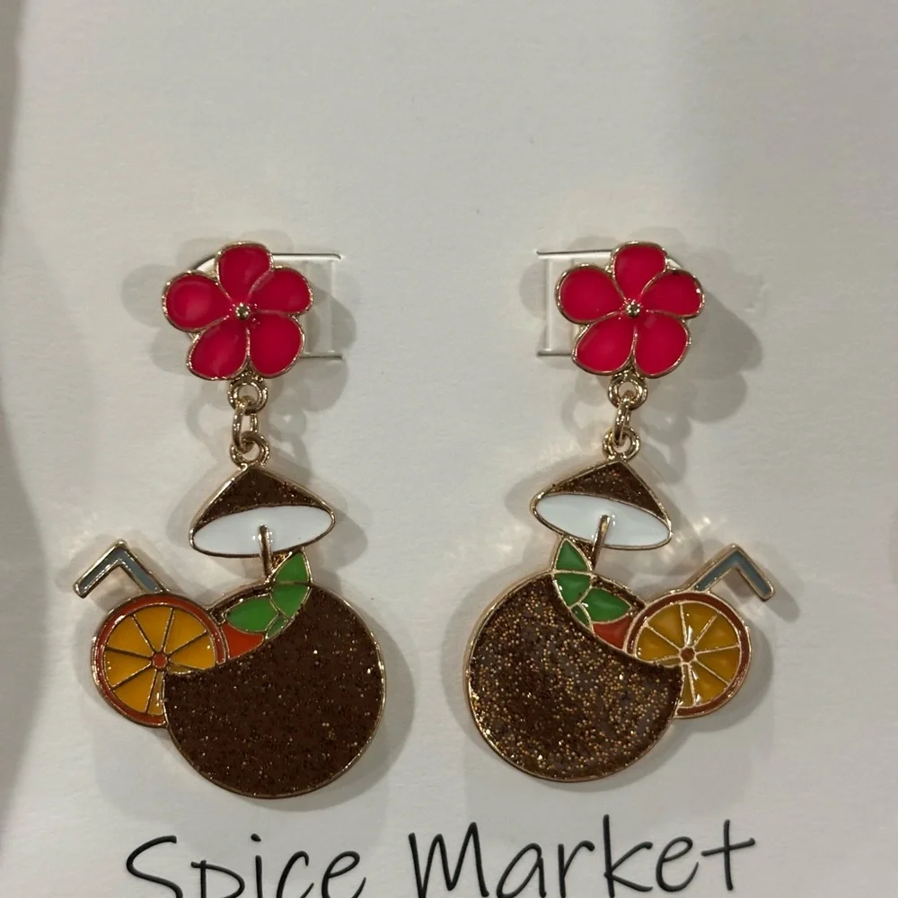 Spice Market, NEW, coconut cocktail earring 1.5 inch drop